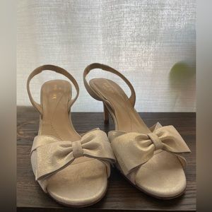Kate Spade gold glitter bow heels wedding shoes
